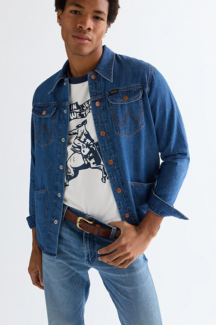 Верхняя рубашка Wrangler WRANGE SHIRT Regular Fit (112377969) Голубой