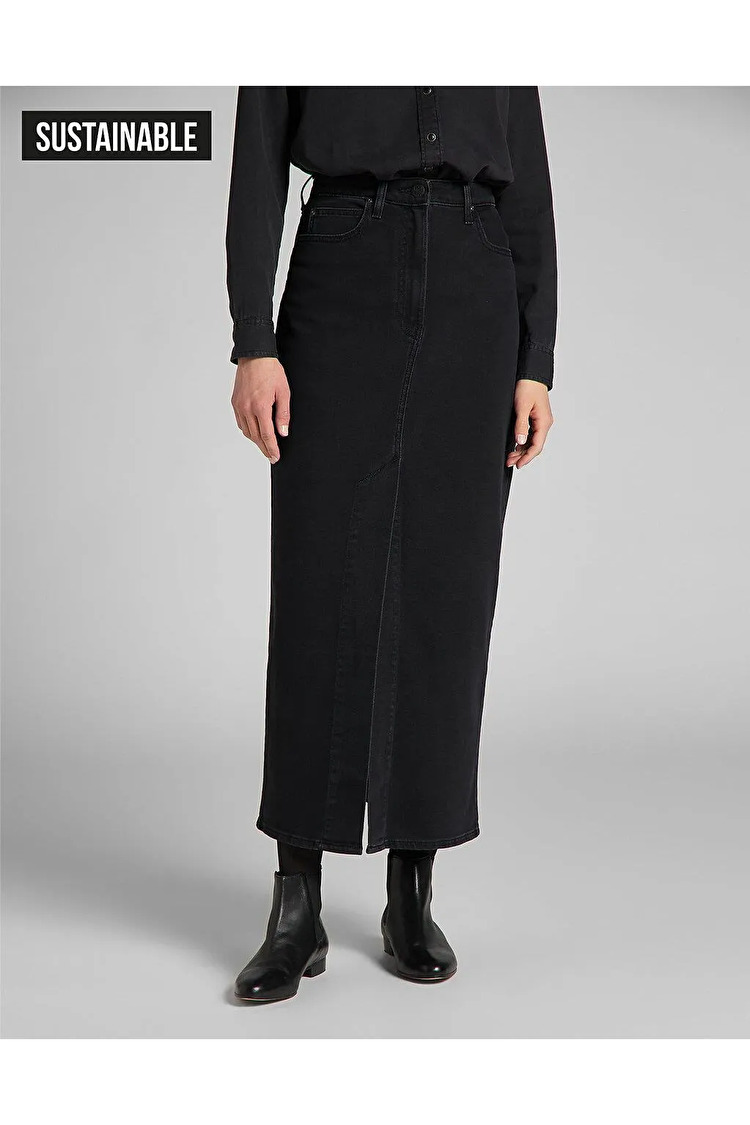 Спідниця джинсова LEE Ultra Long Split Skirt Slim Fit (L38LOKSS) Чорний