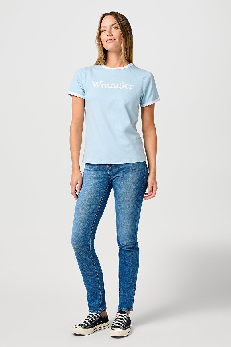 Футболка Wrangler Ringer Tee dream blue (112362324) Голубой