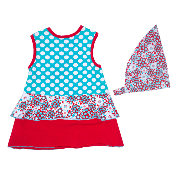 Комплект: Сарафан та хустинка AKR KIDS Bebe (00643) Блакитний, червоний