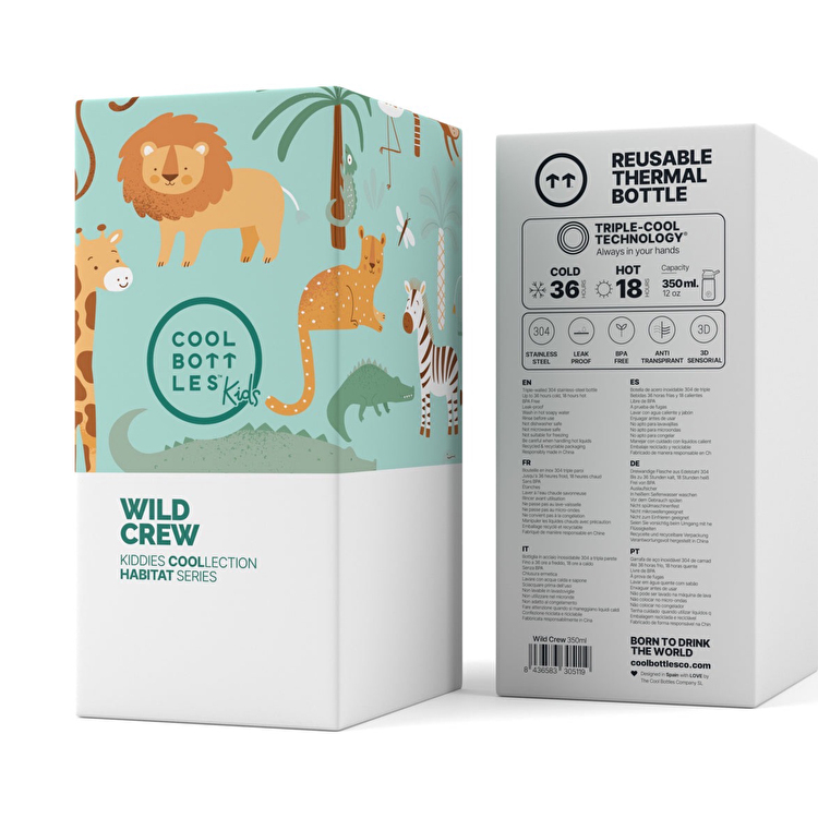 Термопляшка дитяча з силіконовим носиком COOL BOTTLES Wild crew 350 мл. (0417V)