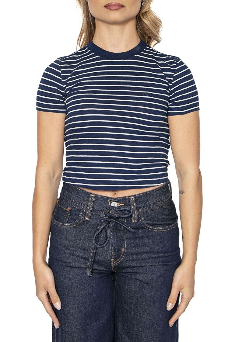 Футболка LEE Cropped Ombre Indigo Stripe (112363477) Синий