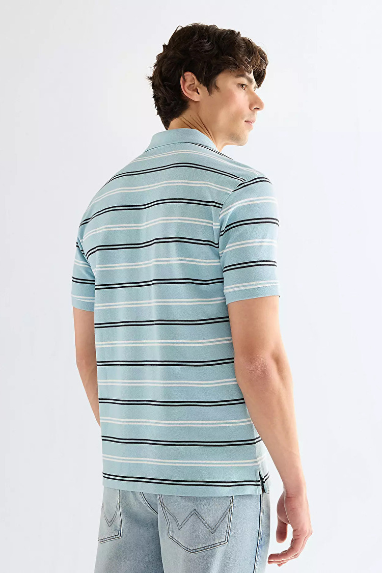 Поло Wrangler STRIPE POLO SHIRT Regular Fit (112378536) Бірюзовий