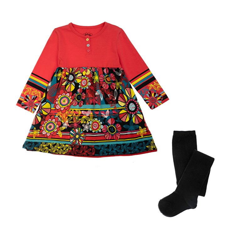 Комплект: Сукня, колготи Losan Mc baby girls (526-8009AD/59) Кораловий