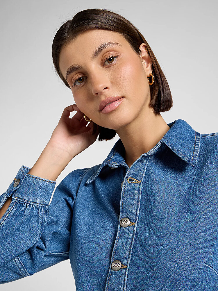 Платье LEE LONG SLEEVE DRESS Regular Fit (112370996) Голубой