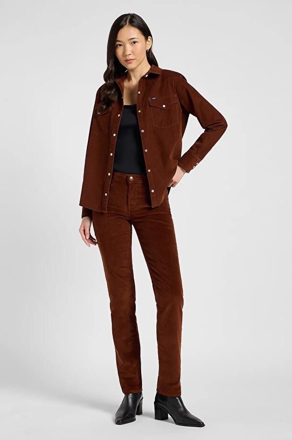 Сорочка вельветова LEE Regular Western Shirt Regular Fit (112370980) Коричневий