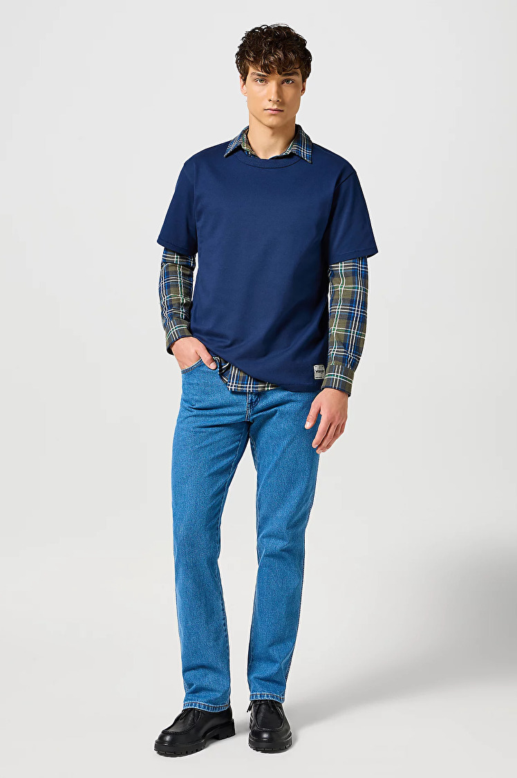 Футболка Wrangler SS SOLID TEE Relaxed Fit (112357358) Синій