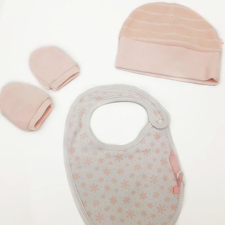 Набір: Слюнявчик, шапочка, царапки Losan Losan New Born (22W-A201AD/718) Рожевий