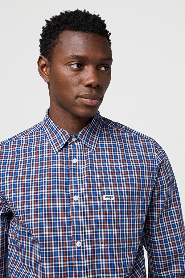 Рубашка Wrangler 1 PKT POPLIN SHIRT Regular Fit (112371403) Синий