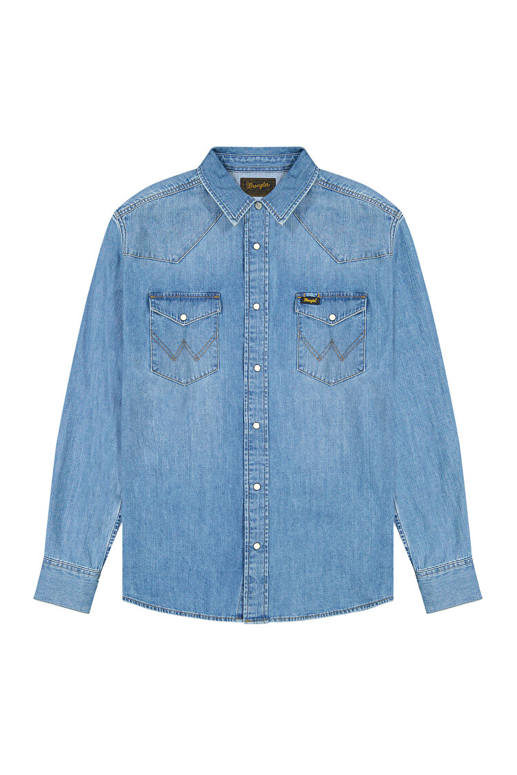 Рубашка Wrangler Western Shirt Regular Fit (112378393) Голубой