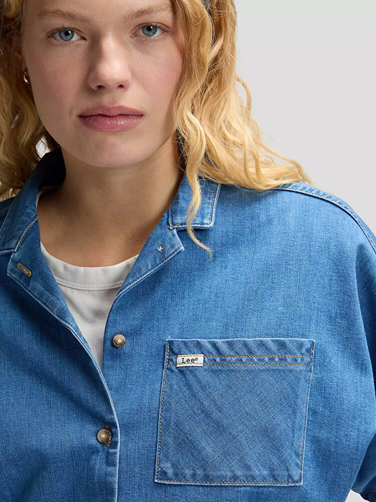 Рубашка LEE RESORT SHIRT Relaxed Fit (112378744) Голубой